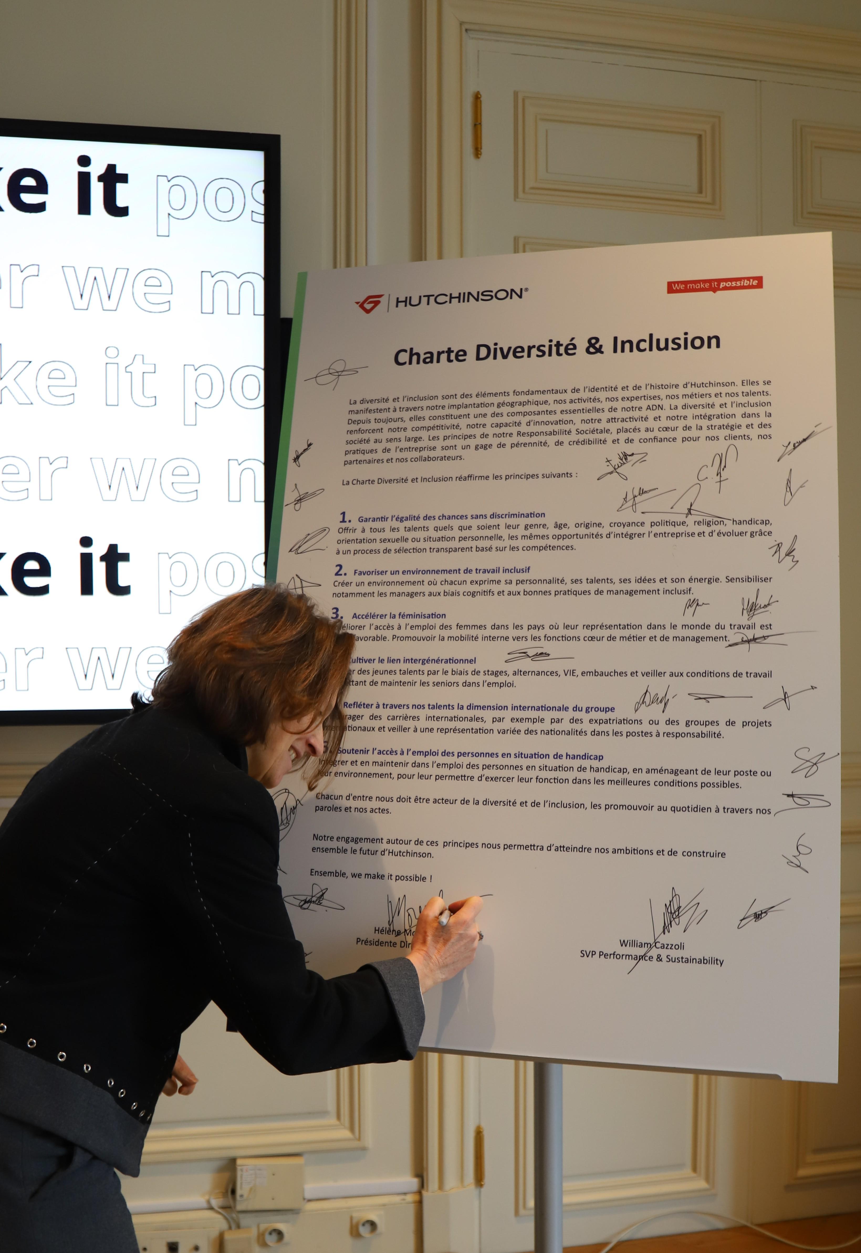 Hutchinson news diversity and inclusion charter signed by Hélène Moreau-Leroy